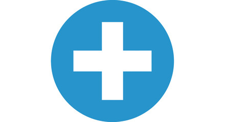 Fototapeta premium A white plus sign inside a blue circle, a simple and clean graphic design element
