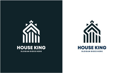 Fototapeta premium House King Logo Design with Slogan and Color Variations