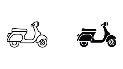 Scooter icon set in outline and solid glyph style vector © Designer Habiba