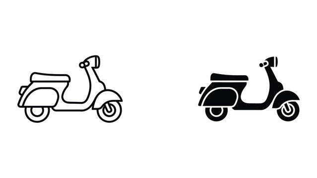 Scooter icon set in outline and solid glyph style vector