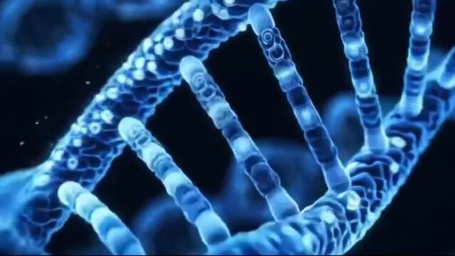 Single Blue DNA Helix Animation on Dark Background | Futuristic Science Motion