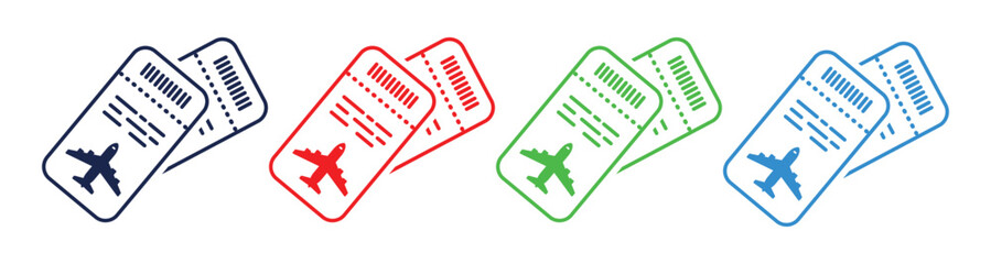 Colorful airplane tickets in black red green blue © IlmNira