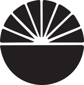 Black and white abstract sun rays design with semicircle shape