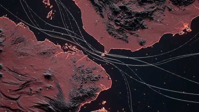 Bab-el-Mandeb Strait, Shipping Lanes and Trade Routes Concept Showing Navigation and Logistics