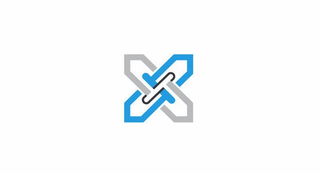 A modern abstract geometric logo design featuring interlocking shapes on white background