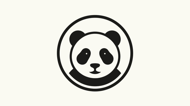 A simple black and white graphic illustration of a cute bear face