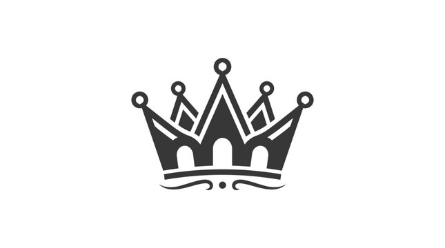 A simple black graphic illustration of a royal crown on a white background