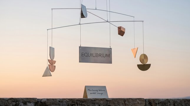 Kinetic Equilibrium Sculpture with Geometric Forms