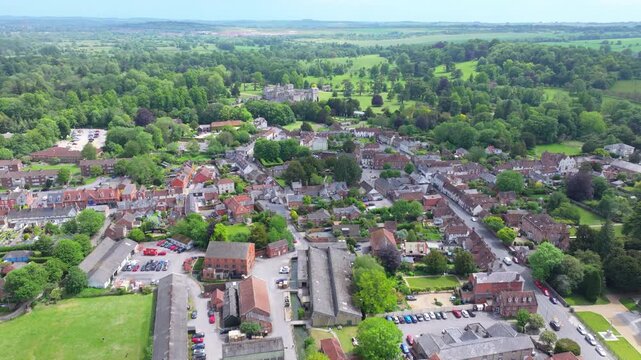 Aerial shot of Market town of Wilton, Wiltshire , UK