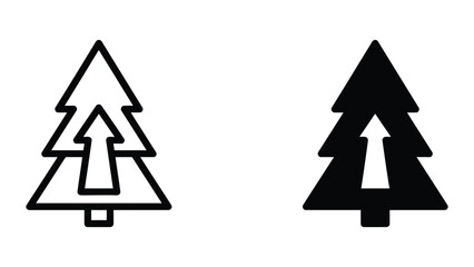 Tree with up arrow icon set in outline and solid glyph style vector © Freelancer Orchi