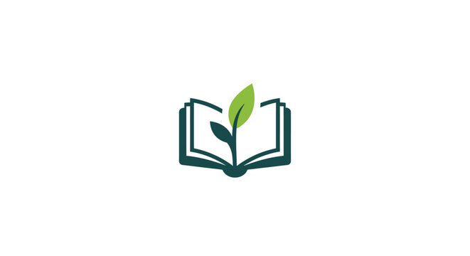 Conceptual logo illustrating knowledge growth through education and environmental awareness no