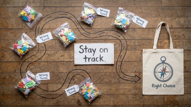 Stay on Track: No Plastic Day Concept with Wrong Turns Signage