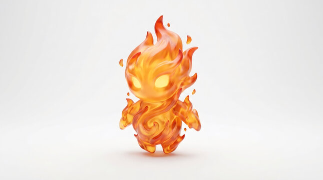 Adorable Fire Elemental Mascot with Glowing Eyes for Adobe Stock