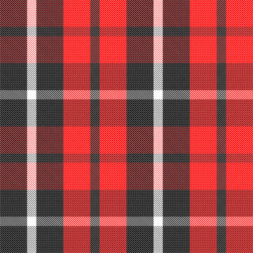 Classic plaid pattern featuring red, black, and white colors., perfect for fashion, home decor, textiles, and a wide range of creative projects.