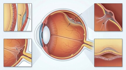 Fototapeta premium Detailed illustration of the human eye anatomy and retinal conditions