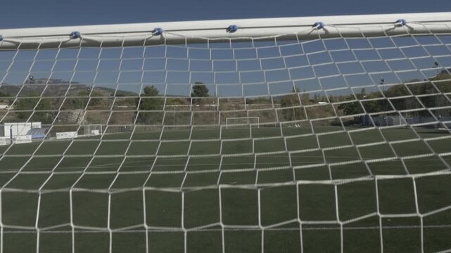 Net goal football soccer field ground pitch stadium crane jib traveling up 7