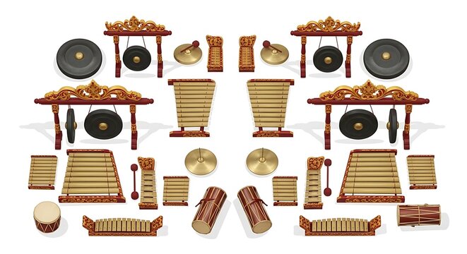 Traditional Asian musical instrument collection.