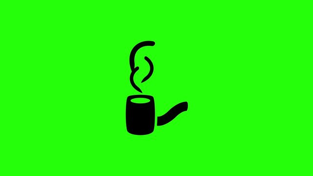 4K resolution video of an old vintage wooden tobacco smoking pipe tool with rising hot steam smoke lines bouncing into view. Perfect popup icon for retro web.