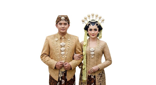 Traditional Indonesian Wedding Couple Portrait.