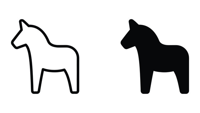 Dala horse icon set in outline and solid glyph style vector