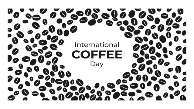 Coffee beans surround a circular center space for text on this International Coffee Day design.