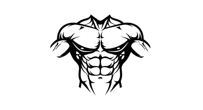 Muscular Man Face Closeup Illustration.