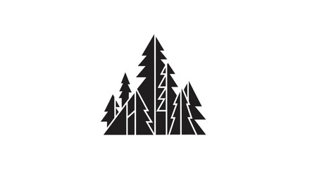 Fototapeta premium Black silhouette of pine trees.