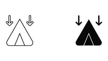 Pitch a tent icon set in outline and solid glyph style vector © Rafsan