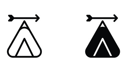 Camping tent icon set in outline and solid glyph style vector © Rafsan