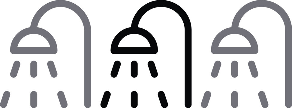 Shower head line icon vector flat design symbol illustration, creative concept for bathroom.