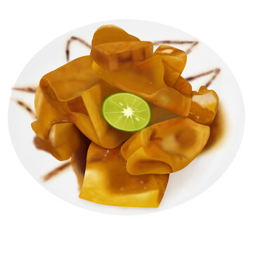 Illustration of Indonesian food , Batagor 