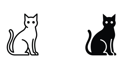 Cat icon set in outline and solid glyph style vector © Rafsan