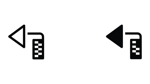 Checkered back arrow icon set in outline and solid glyph style vector