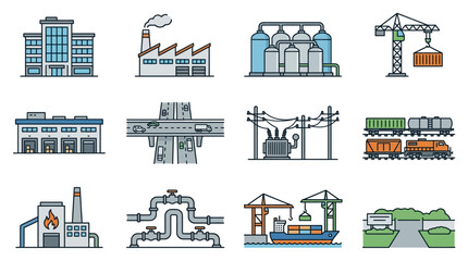 Industrial construction icons set. © Ami Triyatmi