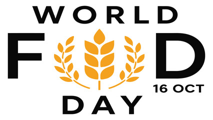 World Food Day typography incorporates a golden wheat stalk as the letter O. © sajida