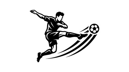 Fototapeta premium Soccer player kicking a ball mid-air