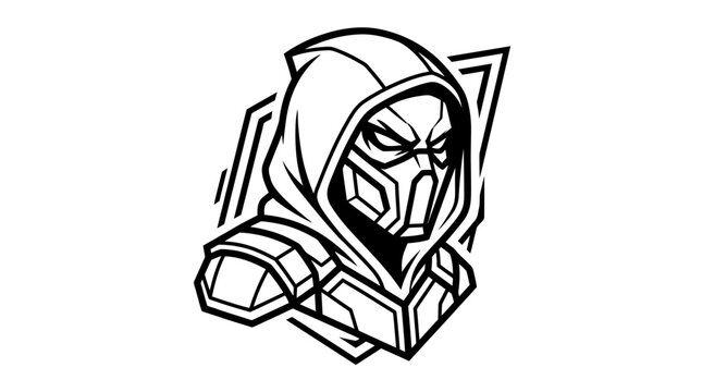 Robotic Character Hooded Figure Illustration.