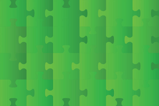 Vibrant green jigsaw puzzle pieces pattern on abstract background
