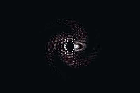 Swirling white dot pattern forming a galactic vortex on a dark background, galaxy dots