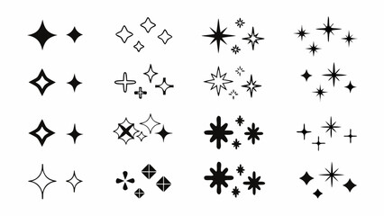 star and sparkle icons in black and white © Etika