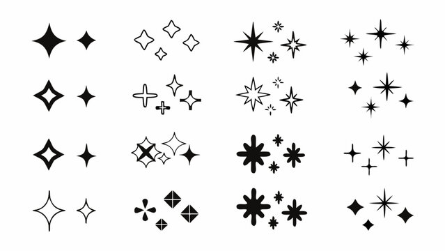 star and sparkle icons in black and white