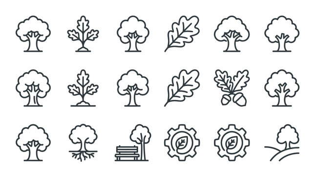 Black and white tree line icons.