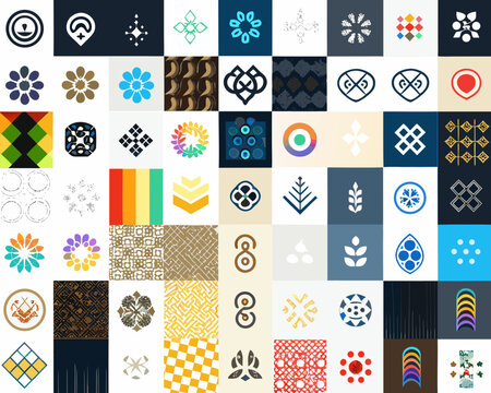 grid of diverse logo designs vector logos