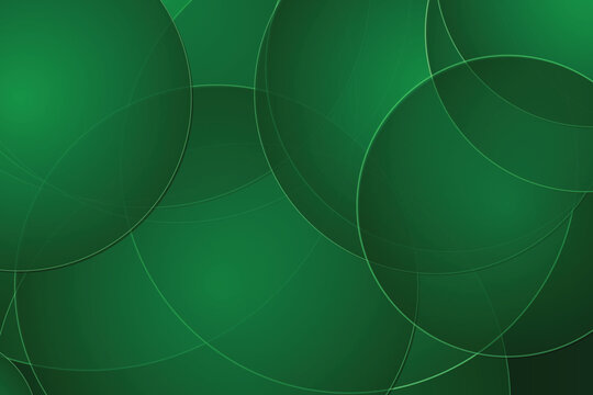 Abstract glowing green orb silhouettes with radiant light trails and gradient background, glowing orbs