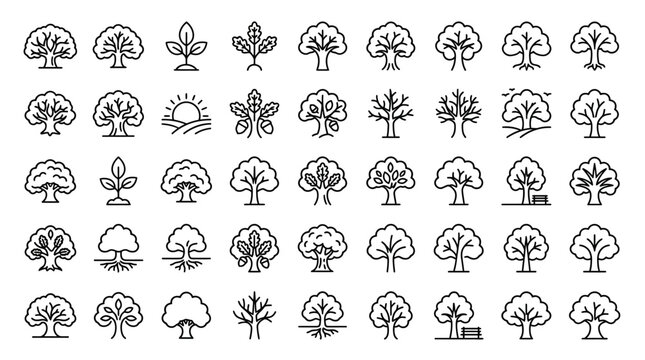 Collection of various tree icons.