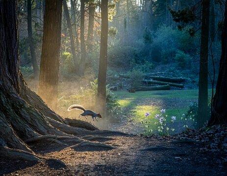 misty morning in the forest