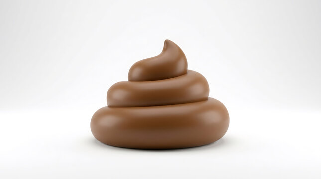 3D rendered brown poop emoji icon on white background