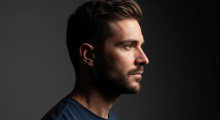 Obraz premium Profile portrait of a handsome man with a beard