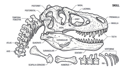 Tyrannosaurus Rex Skull Anatomy Diagram © Saiful