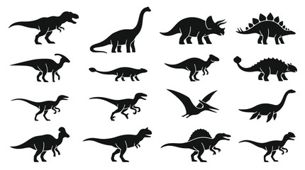 Collection of Dinosaur Silhouettes - Prehistoric Creatures © Saiful